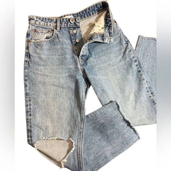 Zara Mom fit jeans tapered high waist button fly 90s size 4 - Picture 2 of 16